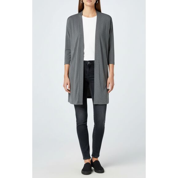 J. Jill Sweaters - J Jill Wearever Collection Gray Open Long 3/4 Sleeve Stretchy Cardigan Sz XL
